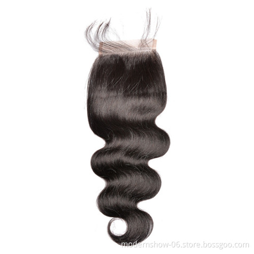 Brazilian Raw Virgin Human Hair Body Wave Lace Closure Natural color,100 unprocessed with cuticles Aligned Human Hair Body Wave